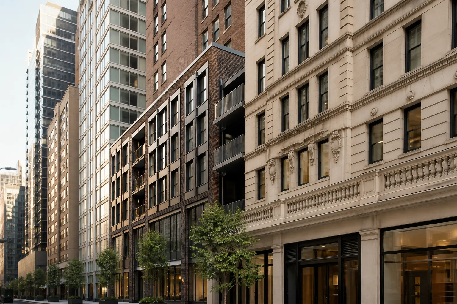 Illustrative property streetscape representing Manhattan